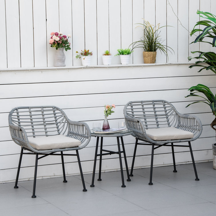 Grey rattan chair discount set